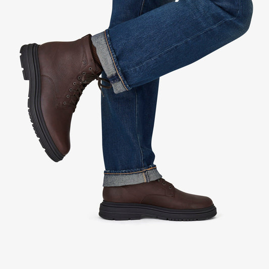 Badbury Hi Waterproof Brown Warmlined Leather | Clarks discount - Men