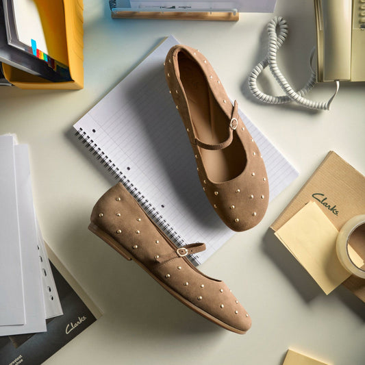 Livia Stud Walnut Suede | Clarks Sale - Women