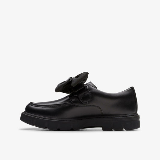Lorcam Bow Kid Black Leather | Clarks for sale - Kids