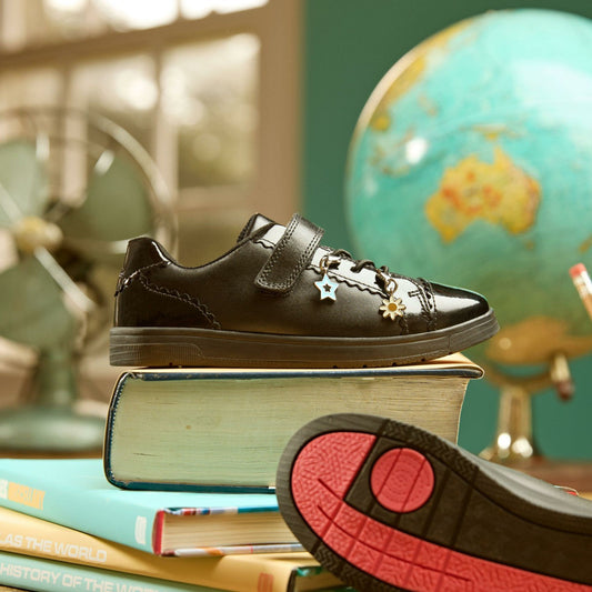 Disco Charm Kid Black Leather | Clarks on Sale - Kids