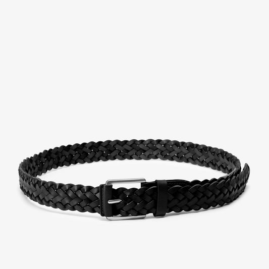 Braided Leather Belt Black - US 0739
