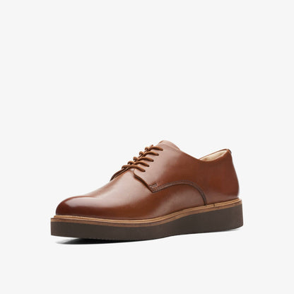 Glickly Derby Dark Tan Leather | Clarks on Sale - Women