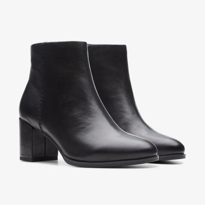 Freva 55 Zip Ankle Boot Black Leather | Clarks on Sale - Women
