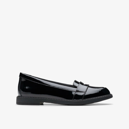 Scala Loafer Kid Black Patent | Clarks online - Kids