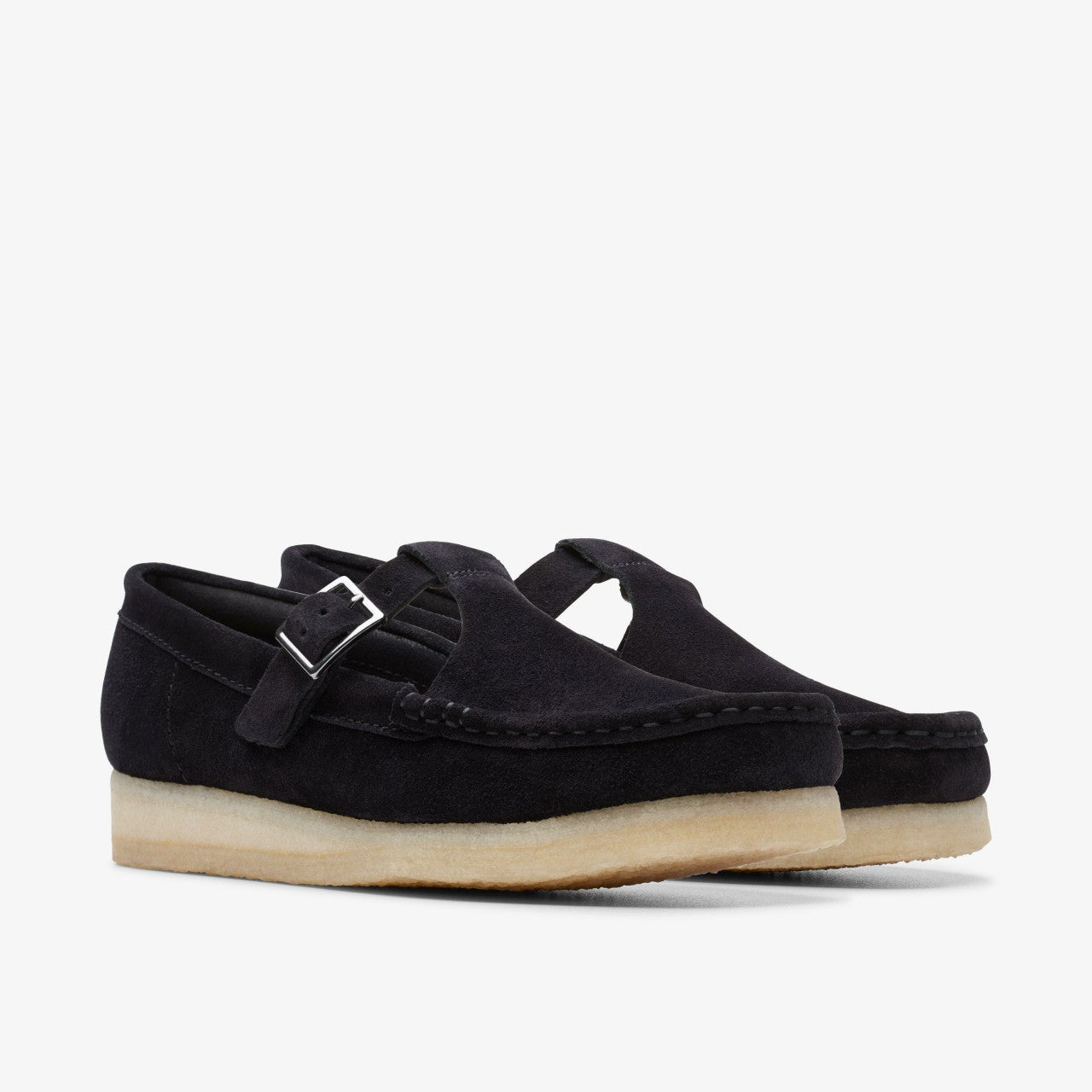 Wallabee T Bar Black Suede | Clarks on Sale - Women