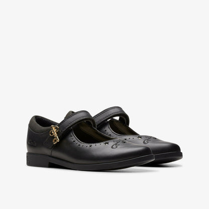 Lock Magic Kid Black Leather | Clarks on Sale - Kids