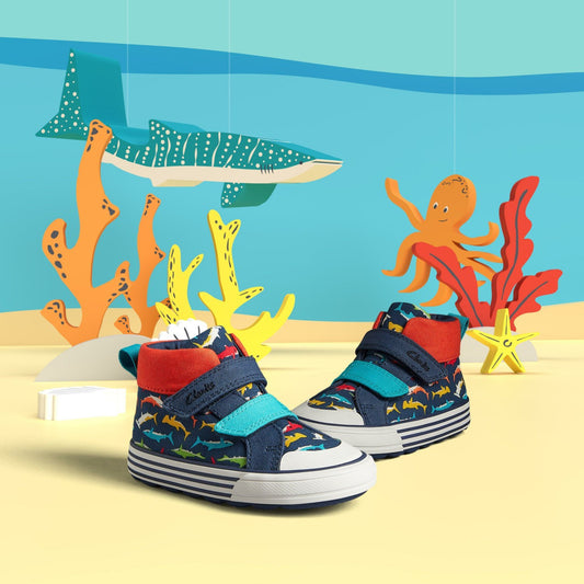Foxing Save Hi Toddler Navy Print | Clarks for sale - Kids
