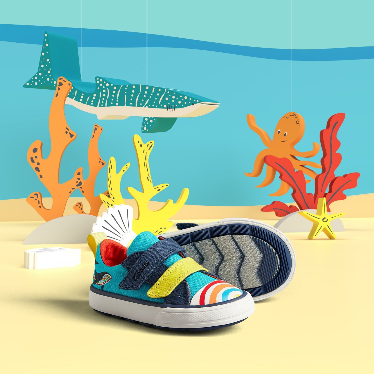 Foxing Ocean Toddler Blue Multicolour | Clarks online - Kids