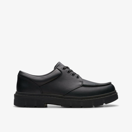 Lorcam Edge Youth Black Leather | Clarks on Sale - Kids