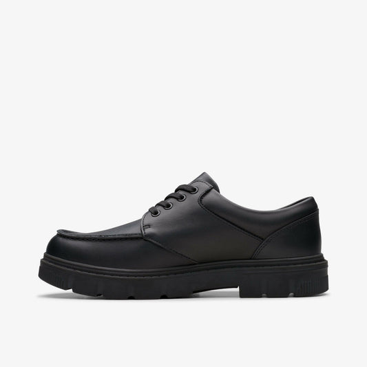 Lorcam Edge Youth Black Leather | Clarks on Sale - Kids