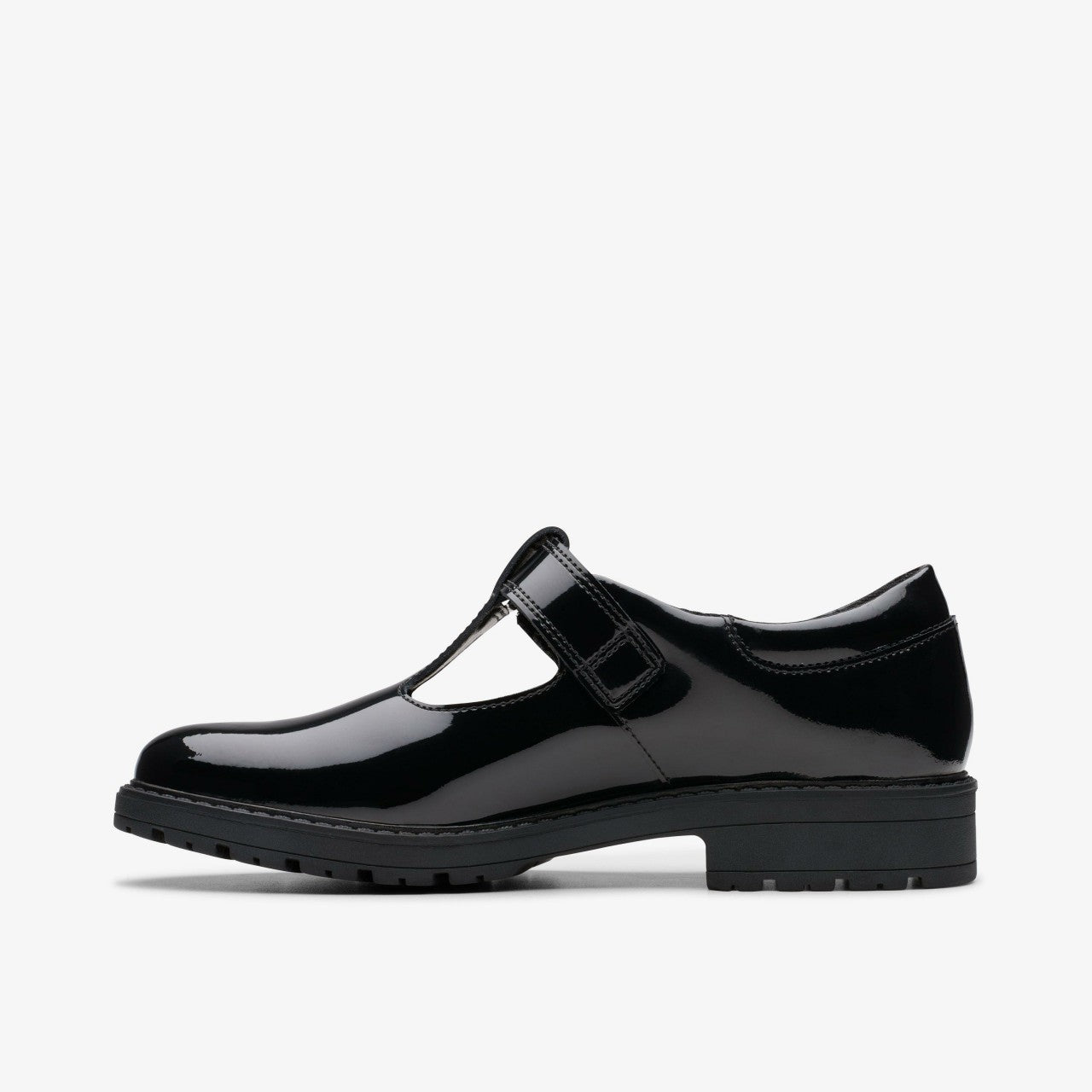 Loxham Bar Youth Black Patent | Clarks discount - Kids