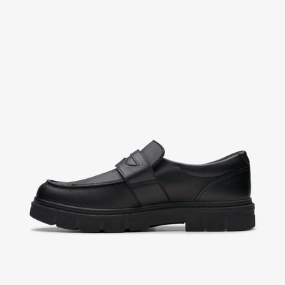 Lorcam Craft Youth Black Leather | Clarks on Sale - Kids