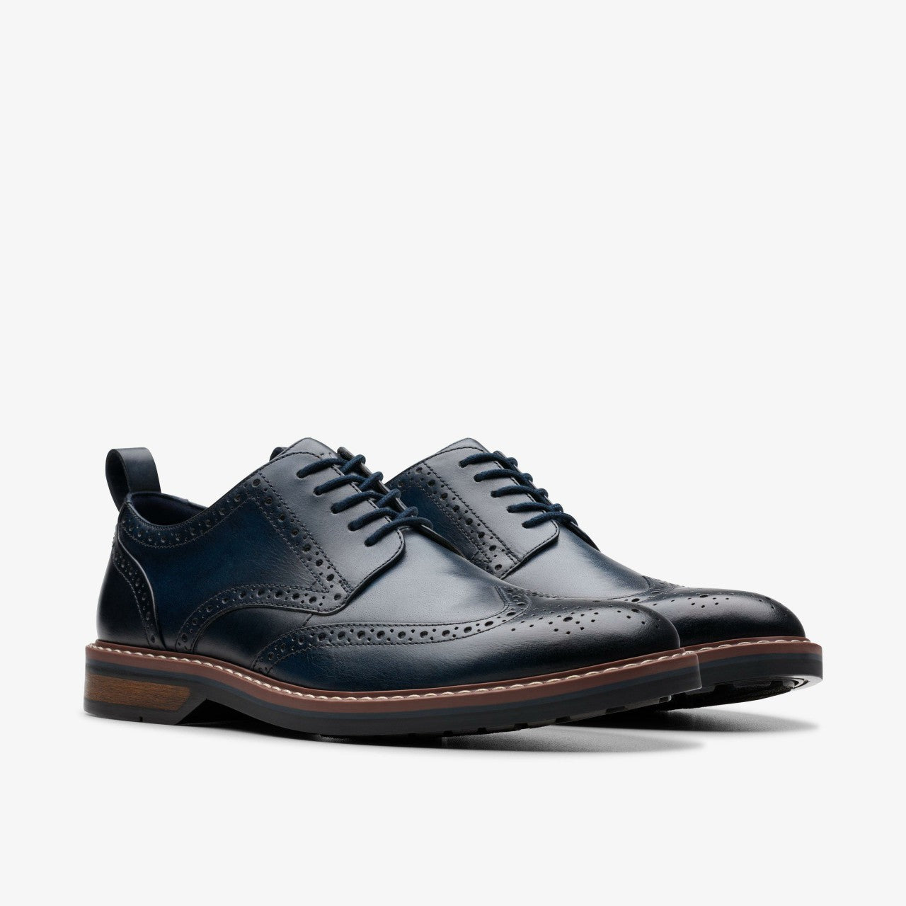 Aldwin Limit Brogue Navy Leather | Clarks on Sale - Men