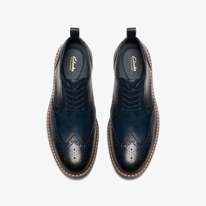 Aldwin Limit Brogue Navy Leather | Clarks on Sale - Men