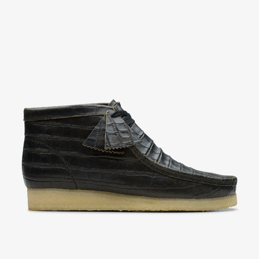 Wallabee Boot Black Crocodile Distress | Clarks for sale - Men