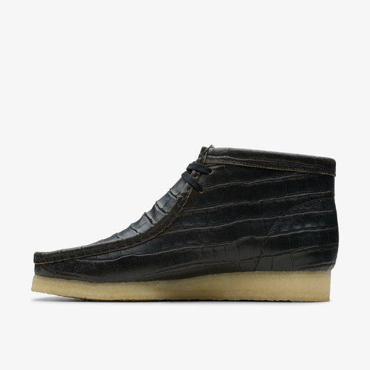 Wallabee Boot Black Crocodile Distress | Clarks for sale - Men