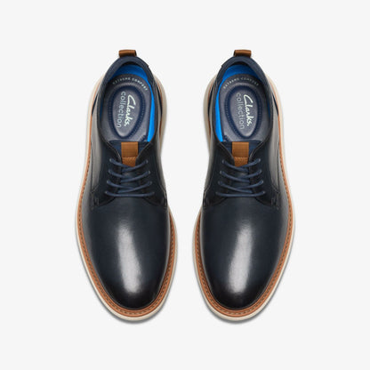 Brantin Plain Navy Leather | Clarks discount - Men