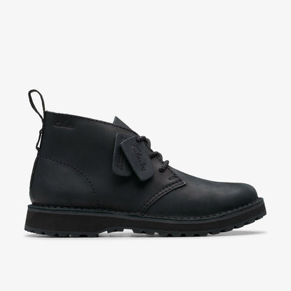 Solsbury Desert Boot Black Leather | Clarks on Sale - Men