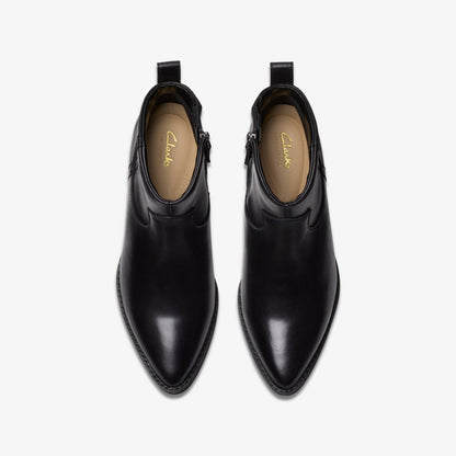 Morzine Sky Ankle Boot Black Leather | Clarks online - Women