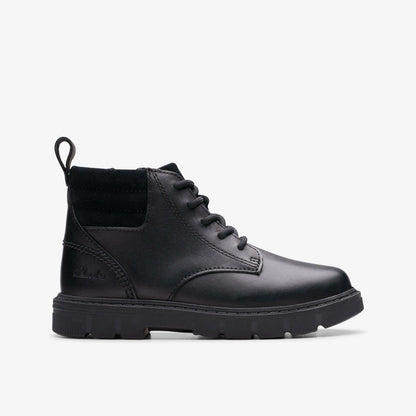 Lorcam Trail Kid Black Leather | Clarks on Sale - Kids