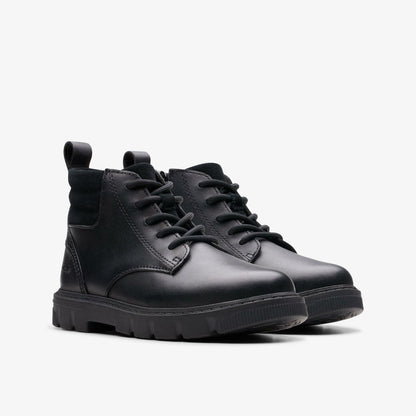Lorcam Trail Kid Black Leather | Clarks on Sale - Kids