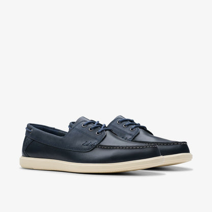 Bratton Boat Navy Leather | Clarks on Sale - Men