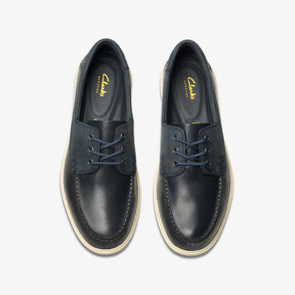 Bratton Boat Navy Leather | Clarks on Sale - Men