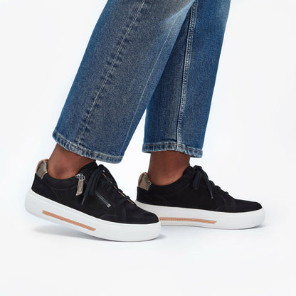 Hollyhock Zip Black Nubuck | Clarks on Sale - Women