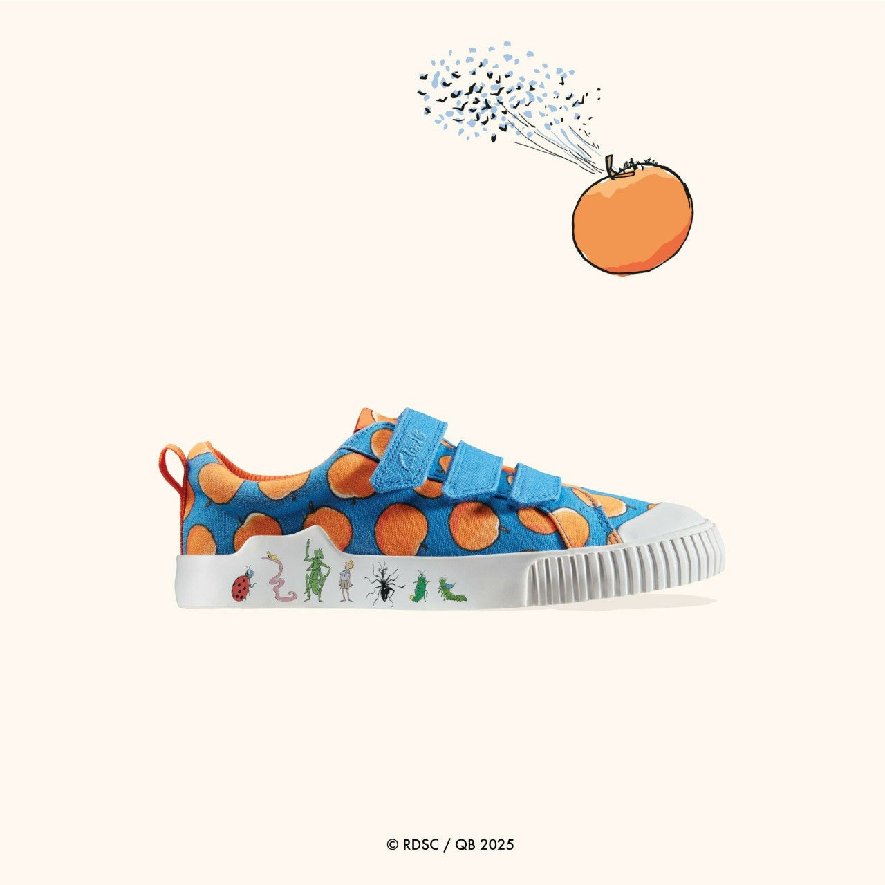 Roald Dahl James & the Giant Peach Foxing Air Kid Blue Canvas | Clarks outlet - Kids