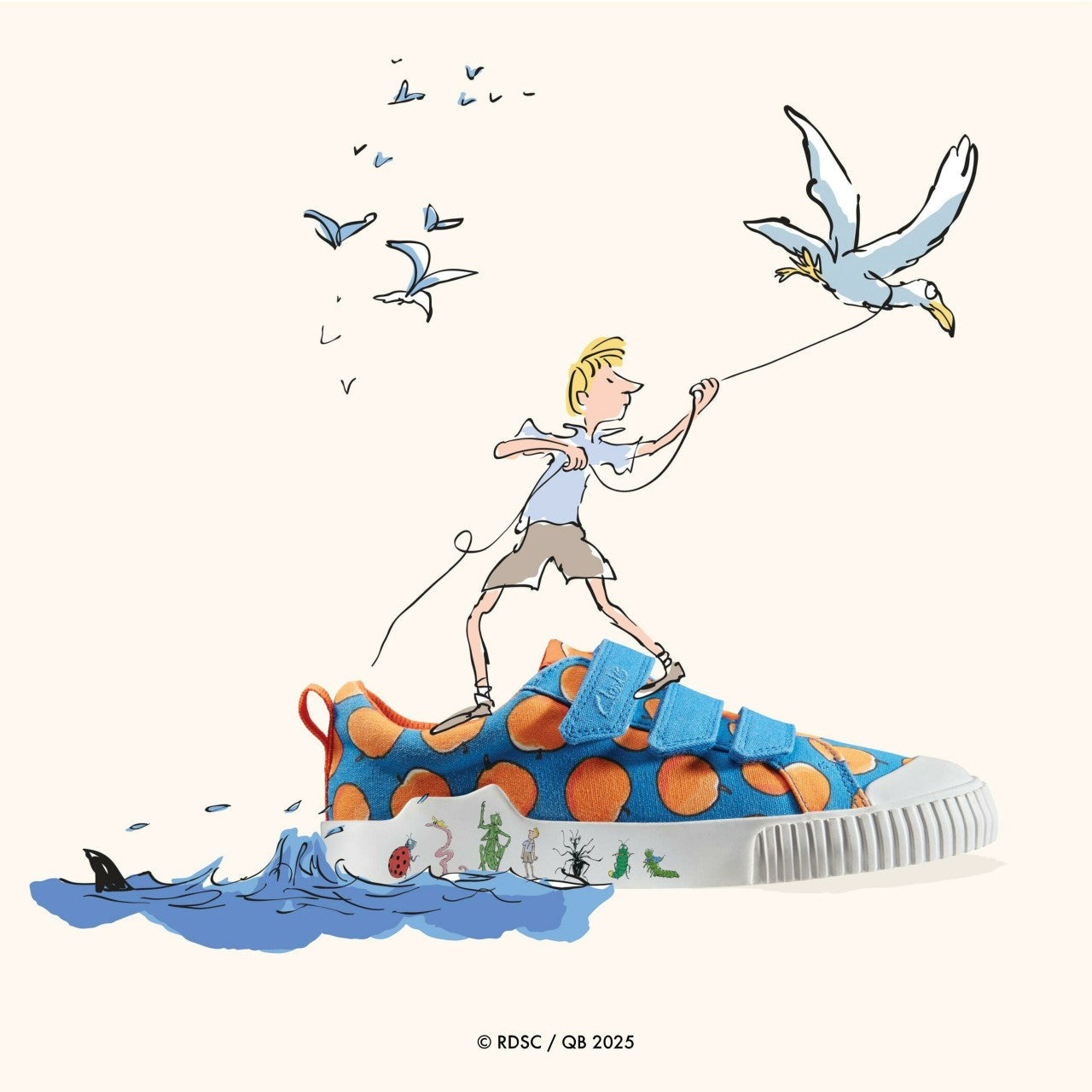 Roald Dahl James & the Giant Peach Foxing Air Kid Blue Canvas | Clarks outlet - Kids