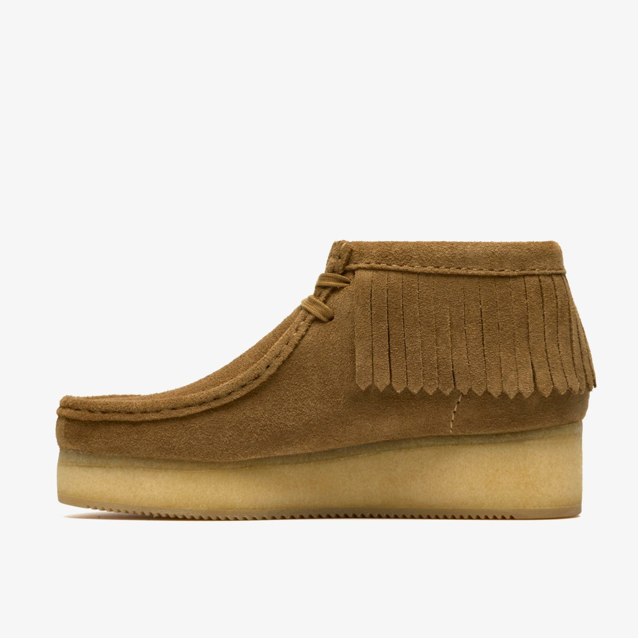 Wallabee Wedge Fringe Light Tan Suede | Clarks for sale - Women