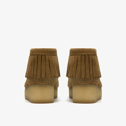 Wallabee Wedge Fringe Light Tan Suede | Clarks for sale - Women