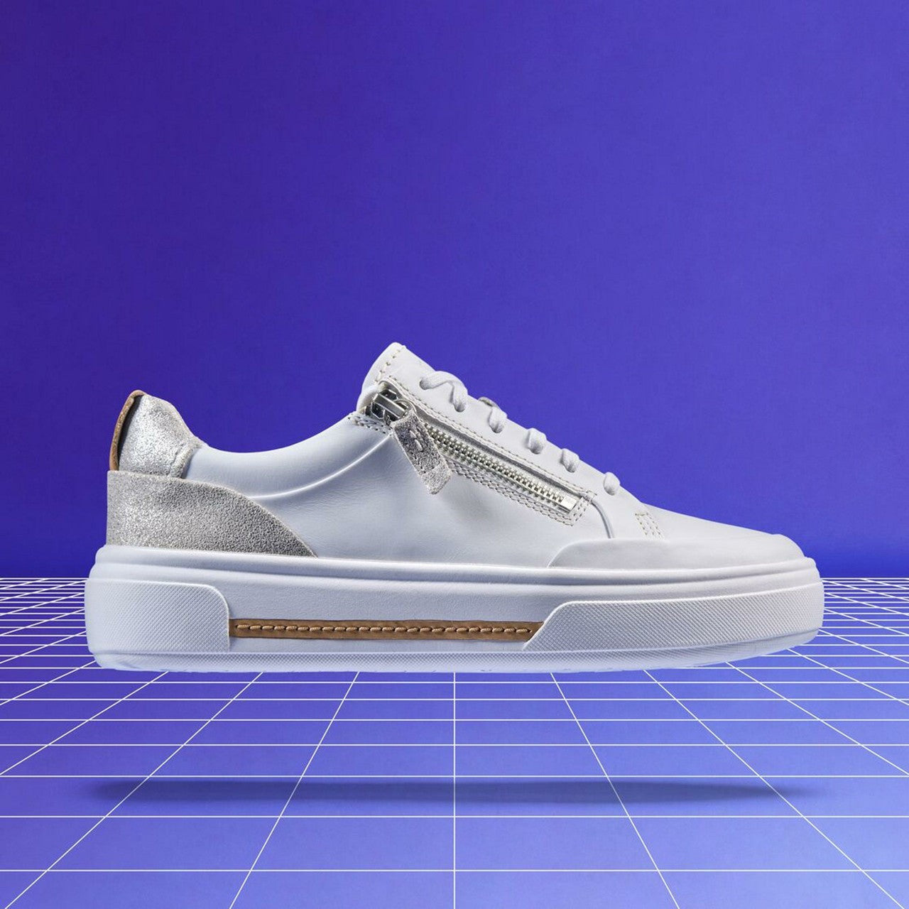 Hollyhock Zip Silver Combination Leather | Clarks outlet - Women