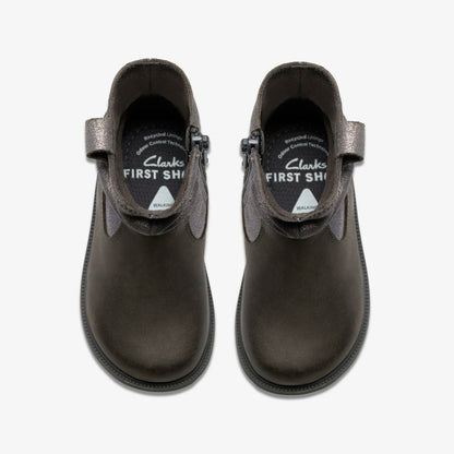 Oaklyn Top Toddler Pewter Suede | Clarks outlet - Kids