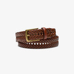 Leather Braided Belt Dark Tan - US 3218