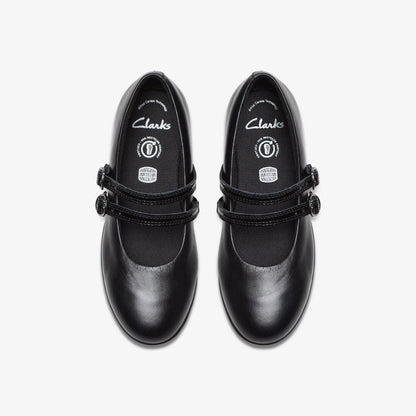 Finja Bar Older Black Leather | Clarks on Sale - Kids