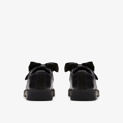 Lorcam Bow Kid Black Leather | Clarks for sale - Kids