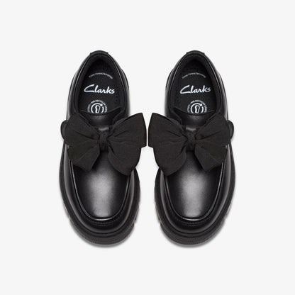 Lorcam Bow Kid Black Leather | Clarks for sale - Kids