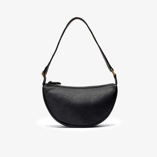 Leather Crescent Crossbody Bag Black - US 9129