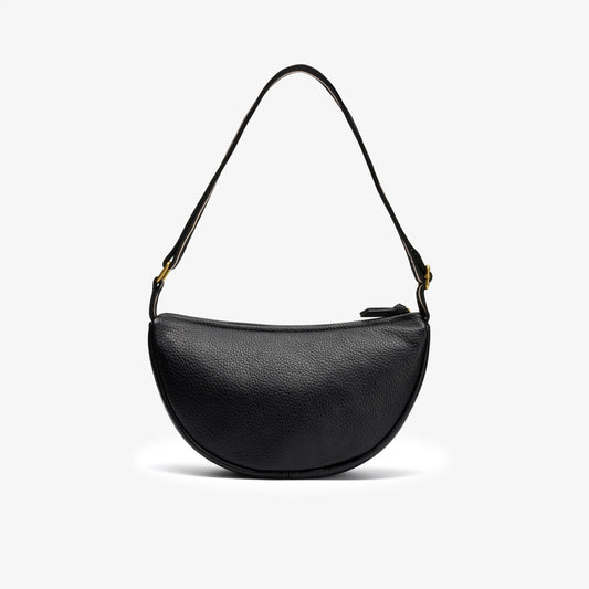 Leather Crescent Crossbody Bag Black - US 9129