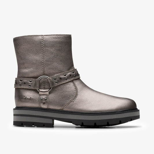 Prague Shine Kid Pewter Metallic | Clarks discount - Kids