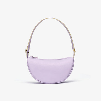 Leather Crescent Crossbody Bag Lilac - US 7243
