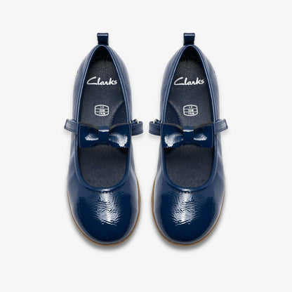Charm Bow Kid Navy Patent | Clarks on Sale - Kids