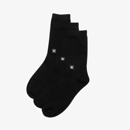 Cloudsteppers 3 Pack Crew Socks Black - US 7575